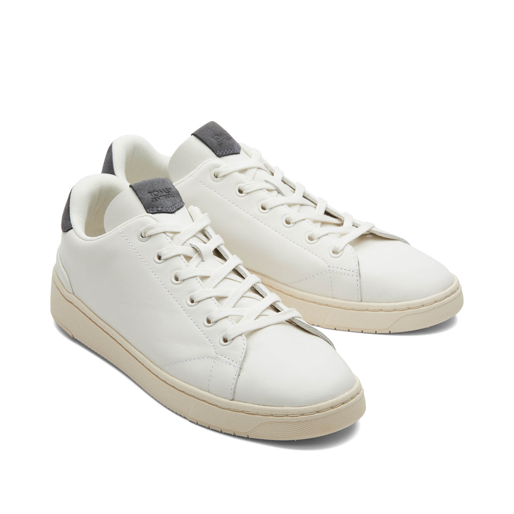 TRVL LITE Porcelain Grey Leather Lace-Up Sneaker Front View