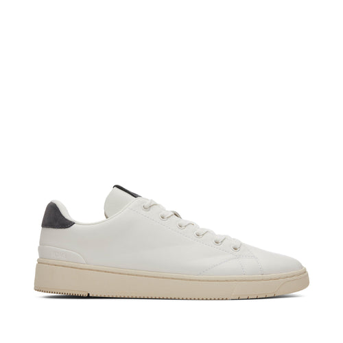 TRVL LITE Porcelain Grey Leather Lace-Up Sneaker Side View