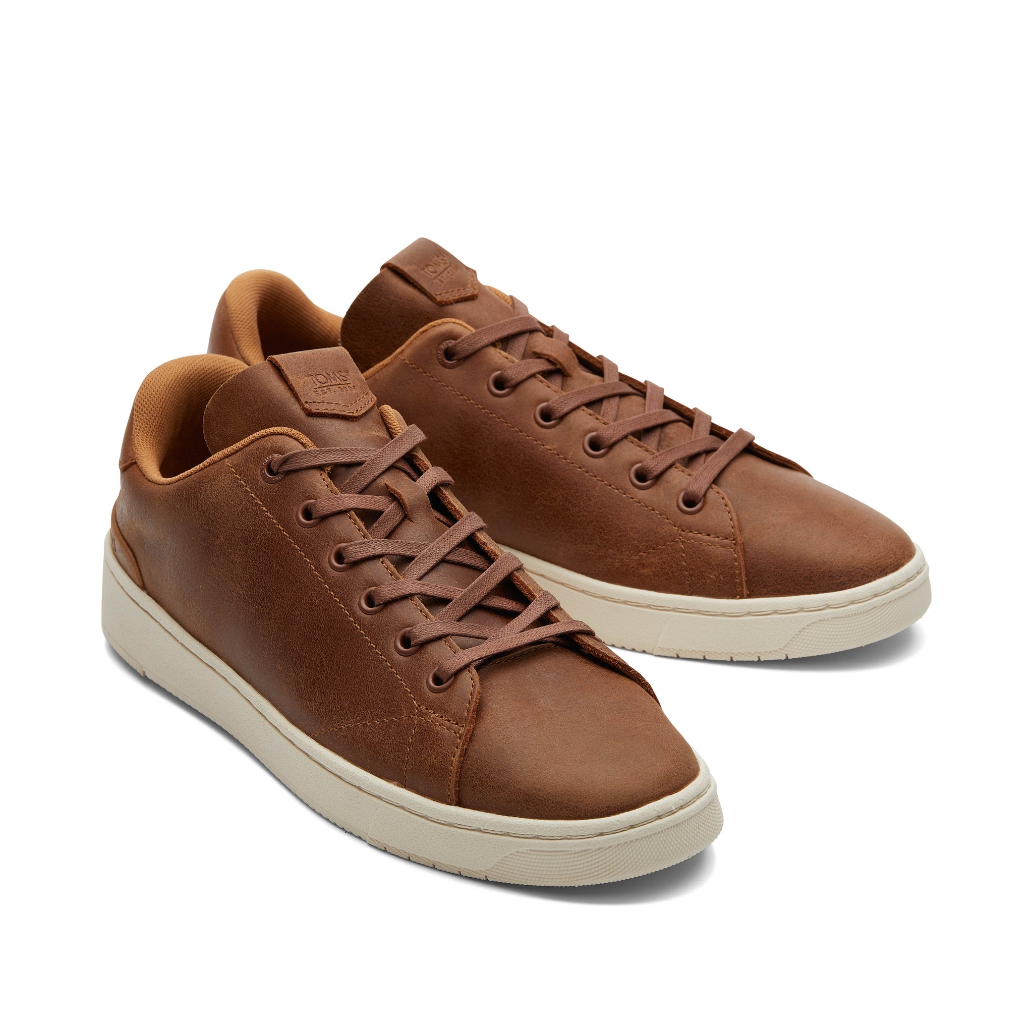 TRVL LITE Tan Leather Lace-Up Sneaker Front View