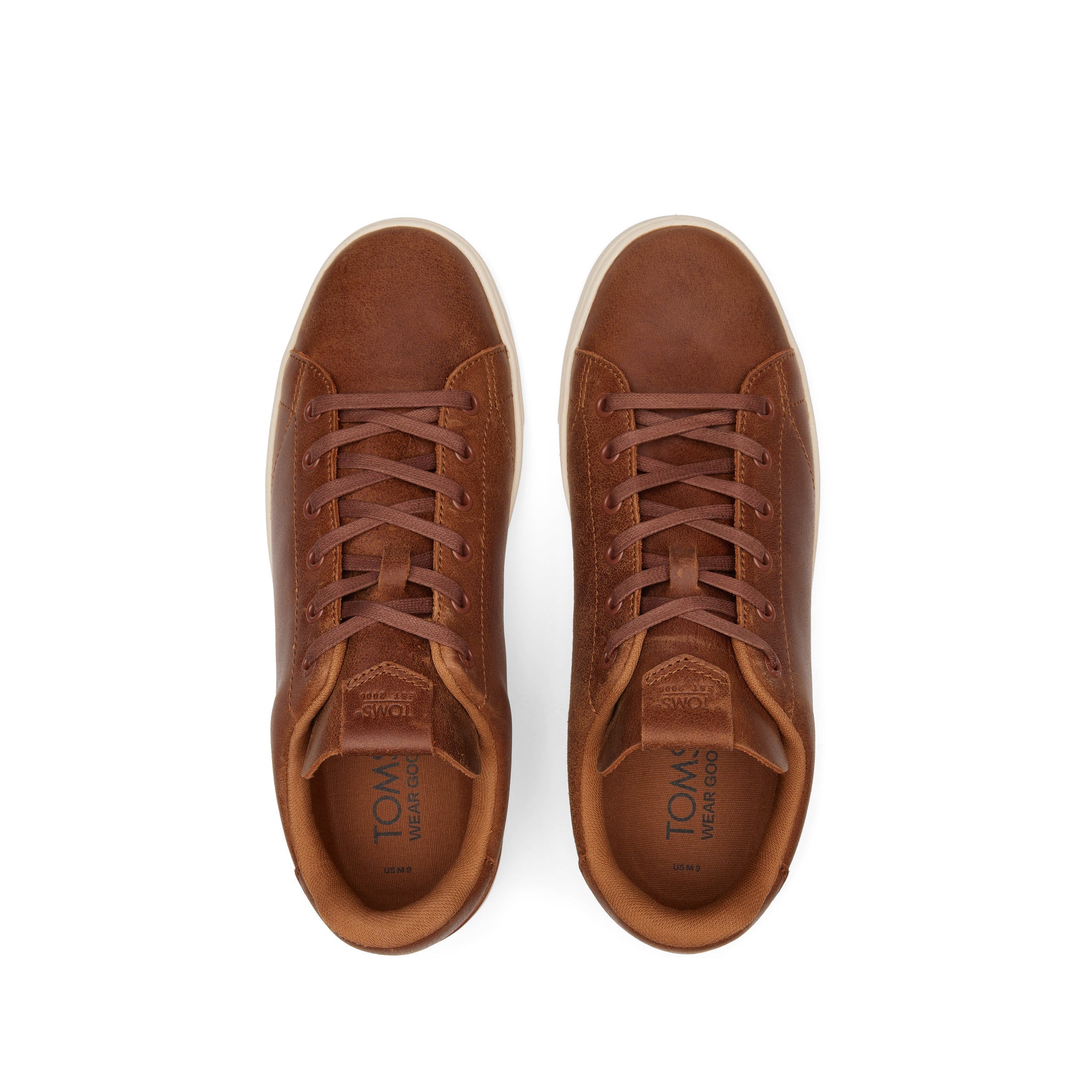 TRVL LITE Tan Leather Lace-Up Sneaker Top View