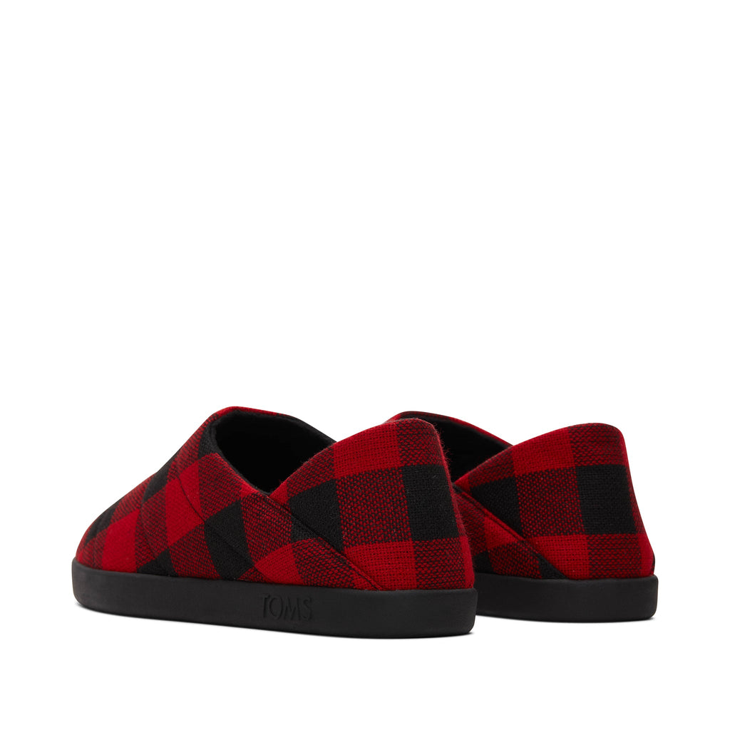 Ezra Red Buffalo Plaid Fleece Convertible Slipper Back View