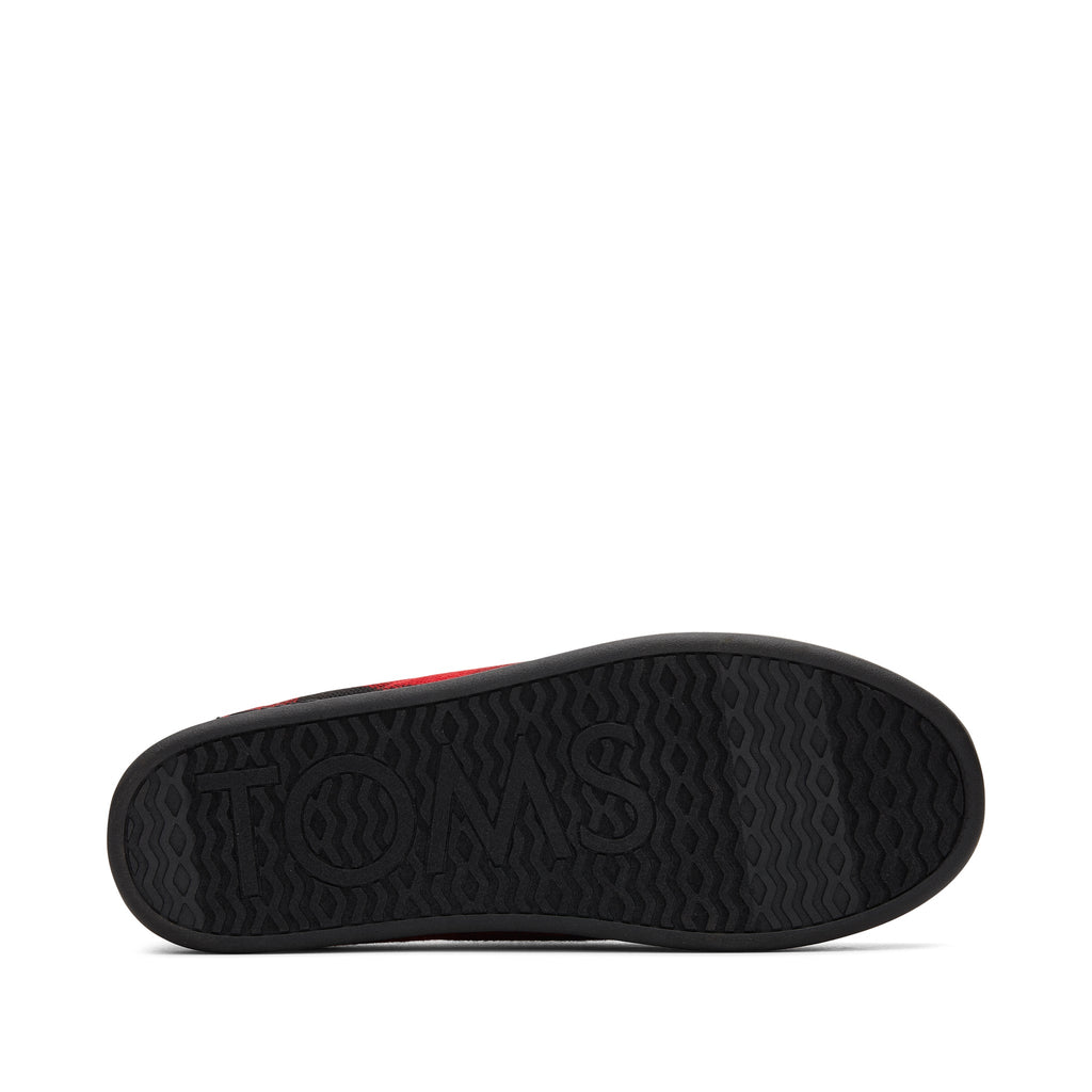Ezra Red Buffalo Plaid Fleece Convertible Slipper Bottom Sole View