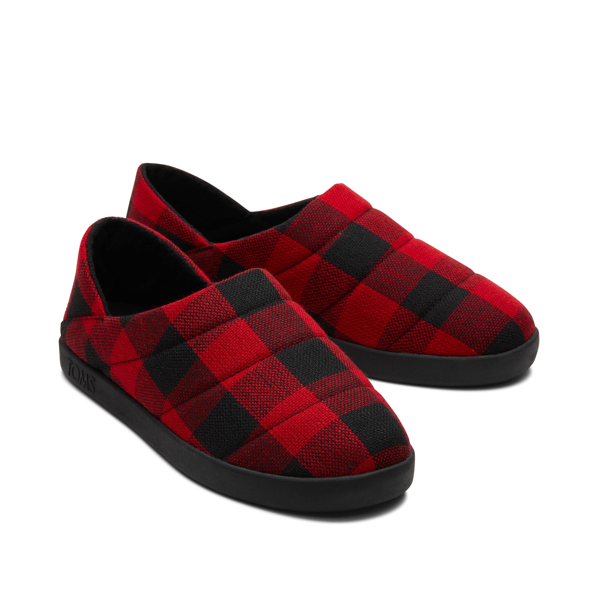 Ezra Red Buffalo Plaid Fleece Convertible Slipper Front View