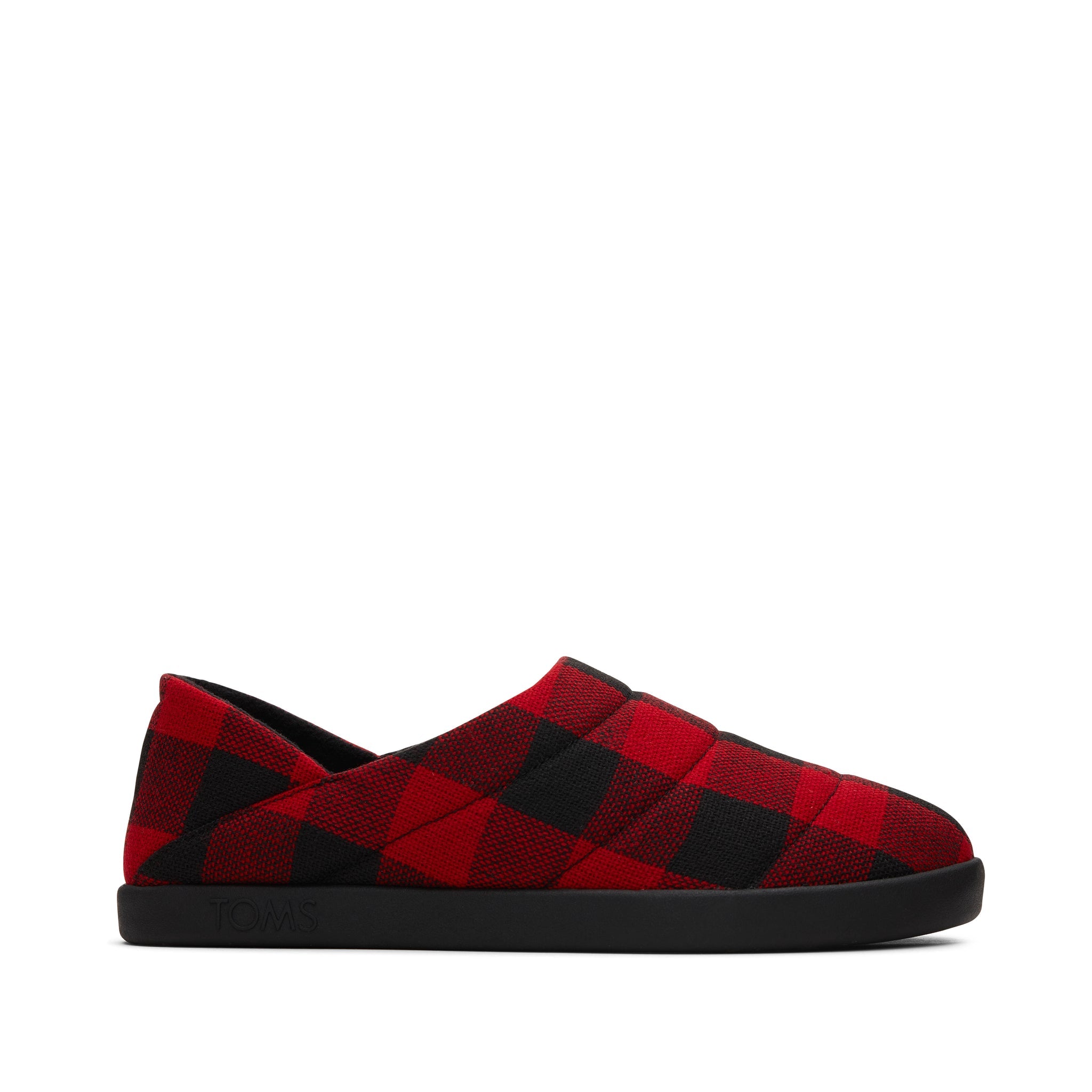 Ezra Red Buffalo Plaid Fleece Convertible Slipper Side View