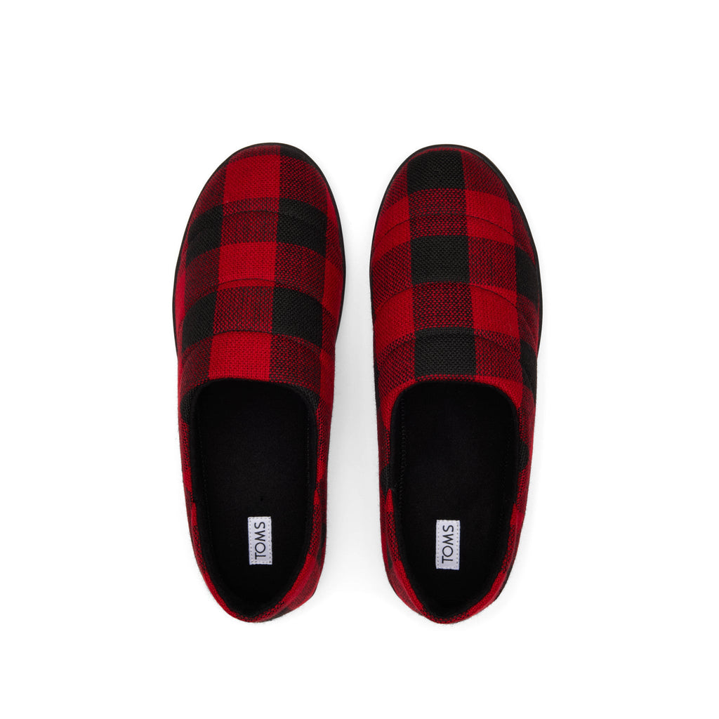 Ezra Red Buffalo Plaid Fleece Convertible Slipper Top View