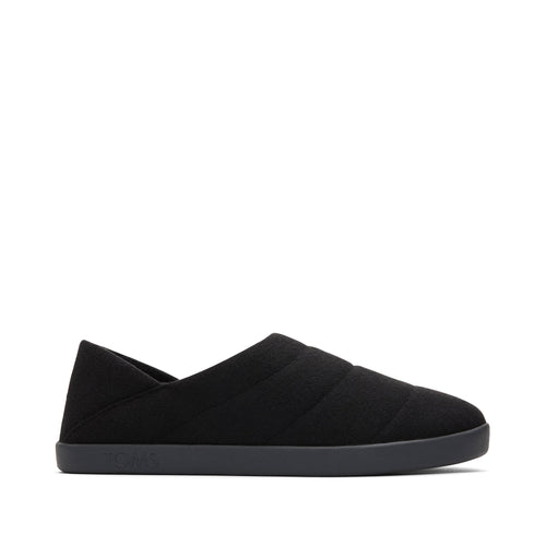 Ezra Black Faux Fleece Convertible Slipper Side View