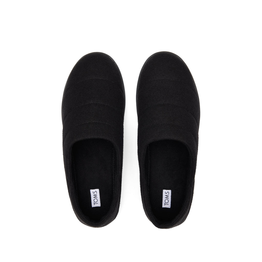 Ezra Black Faux Fleece Convertible Slipper Top View