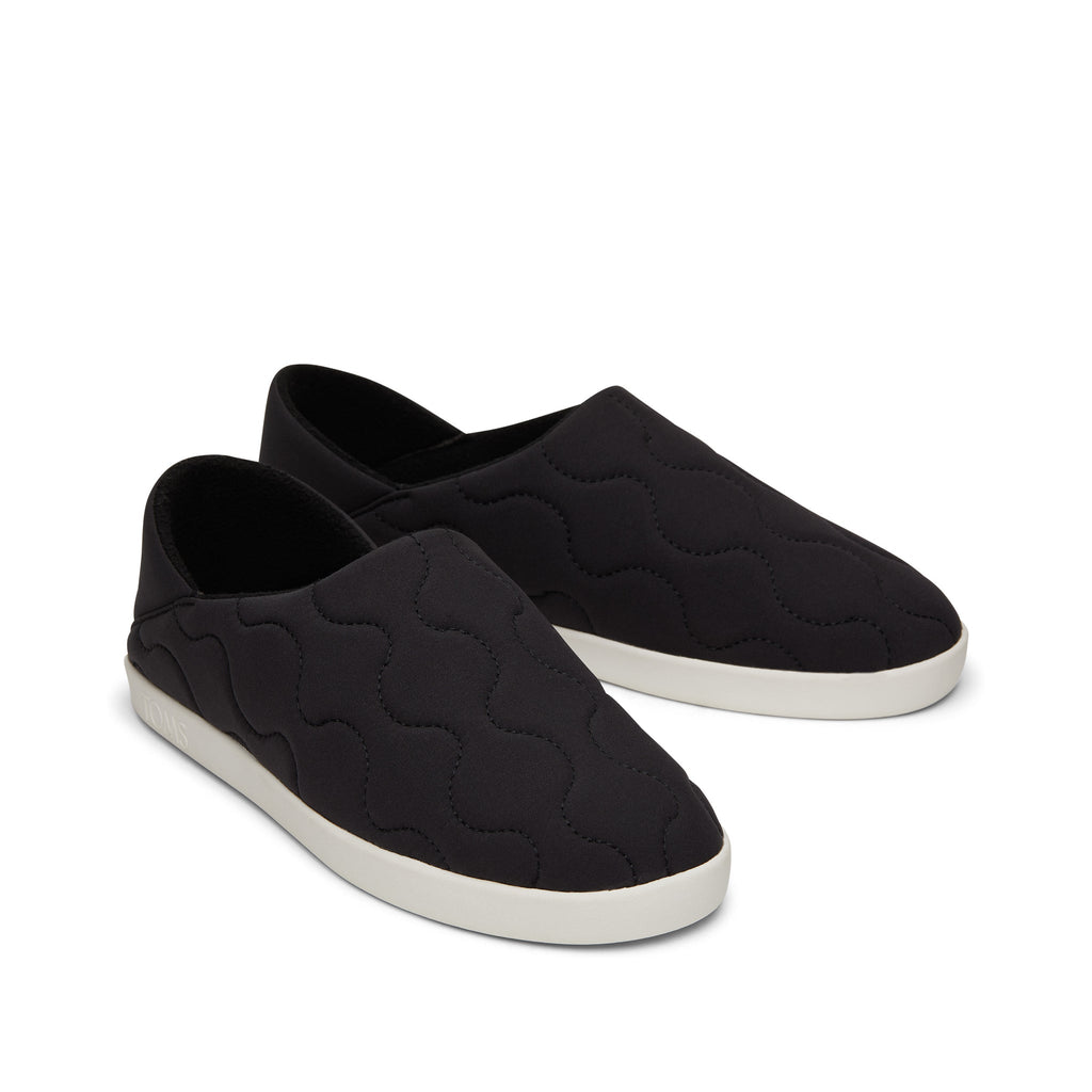 Ezra Black Quilted Cotton Convertible Slipper Front View