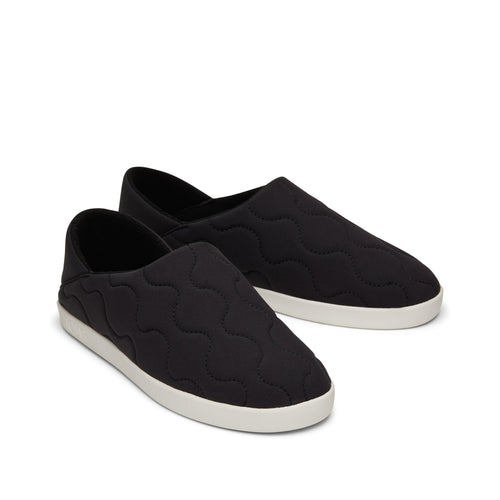 Ezra Black Quilted Cotton Convertible Slipper Front View