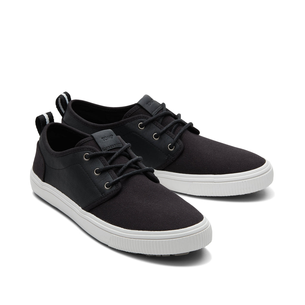 Carlo Terrain Black Leather Water Resistant Sneaker Front View