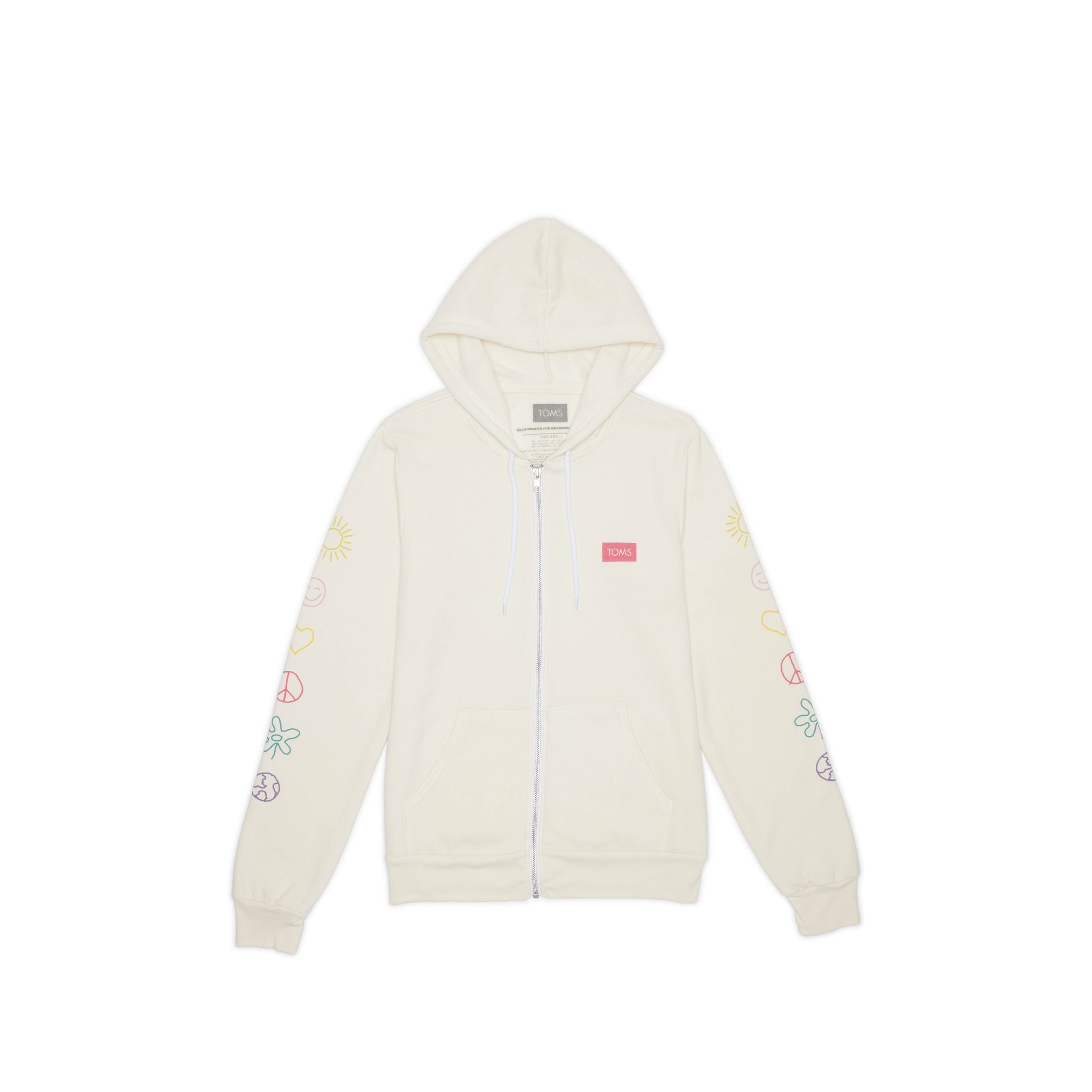 TOMS Logo Icon Zip Up Hoodie Front View