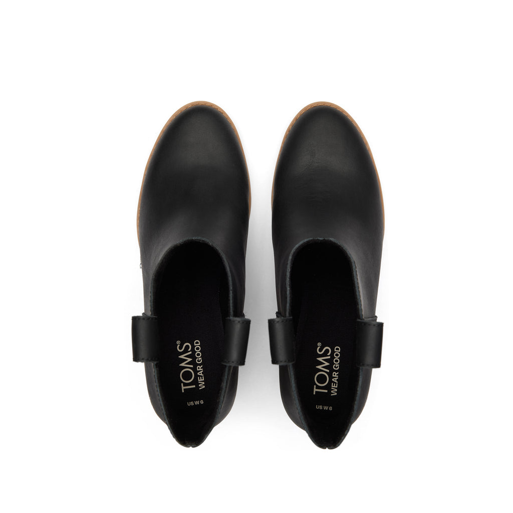 Constance Black Leather Heeled Boot Top View