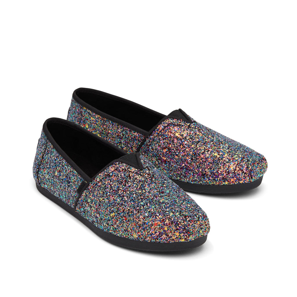 Alpargata Black Chunky Glitter Front View