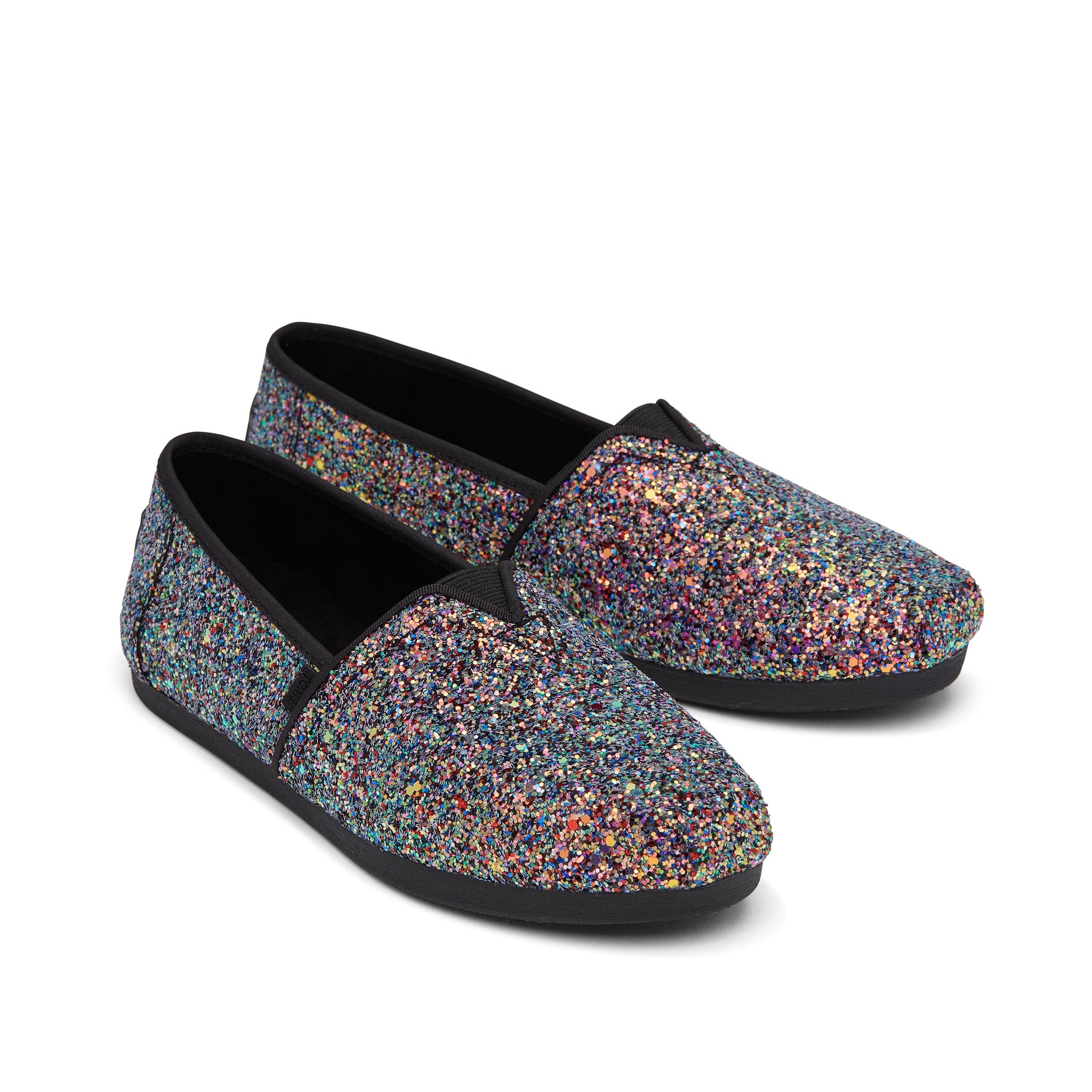 Alpargata Black Chunky Glitter Front View