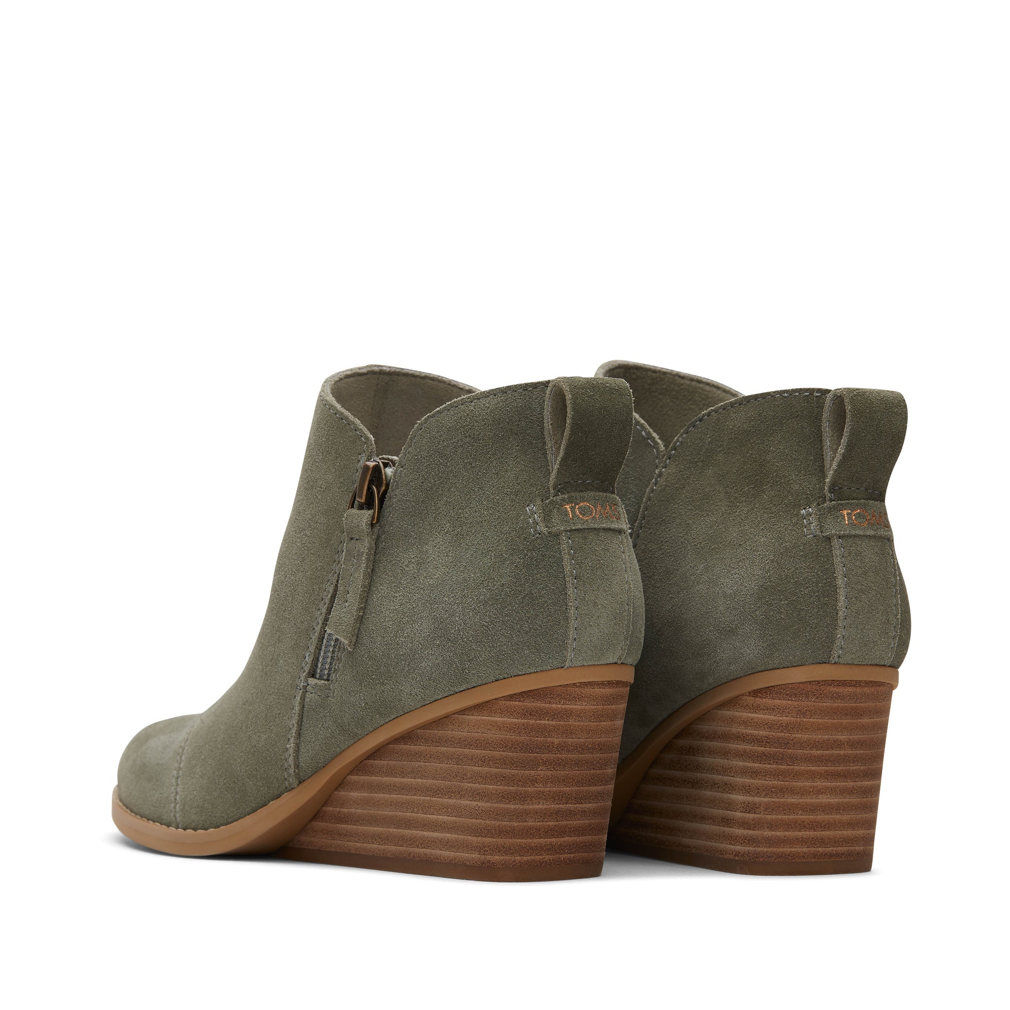 Goldie Vetiver Suede Wedge Boot Back View