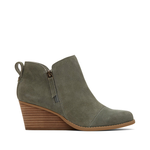 Goldie Vetiver Suede Wedge Boot Side View
