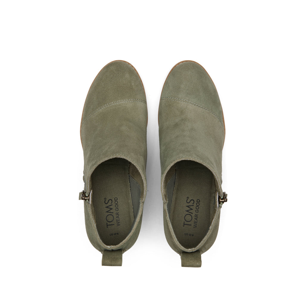 Goldie Vetiver Suede Wedge Boot Top View