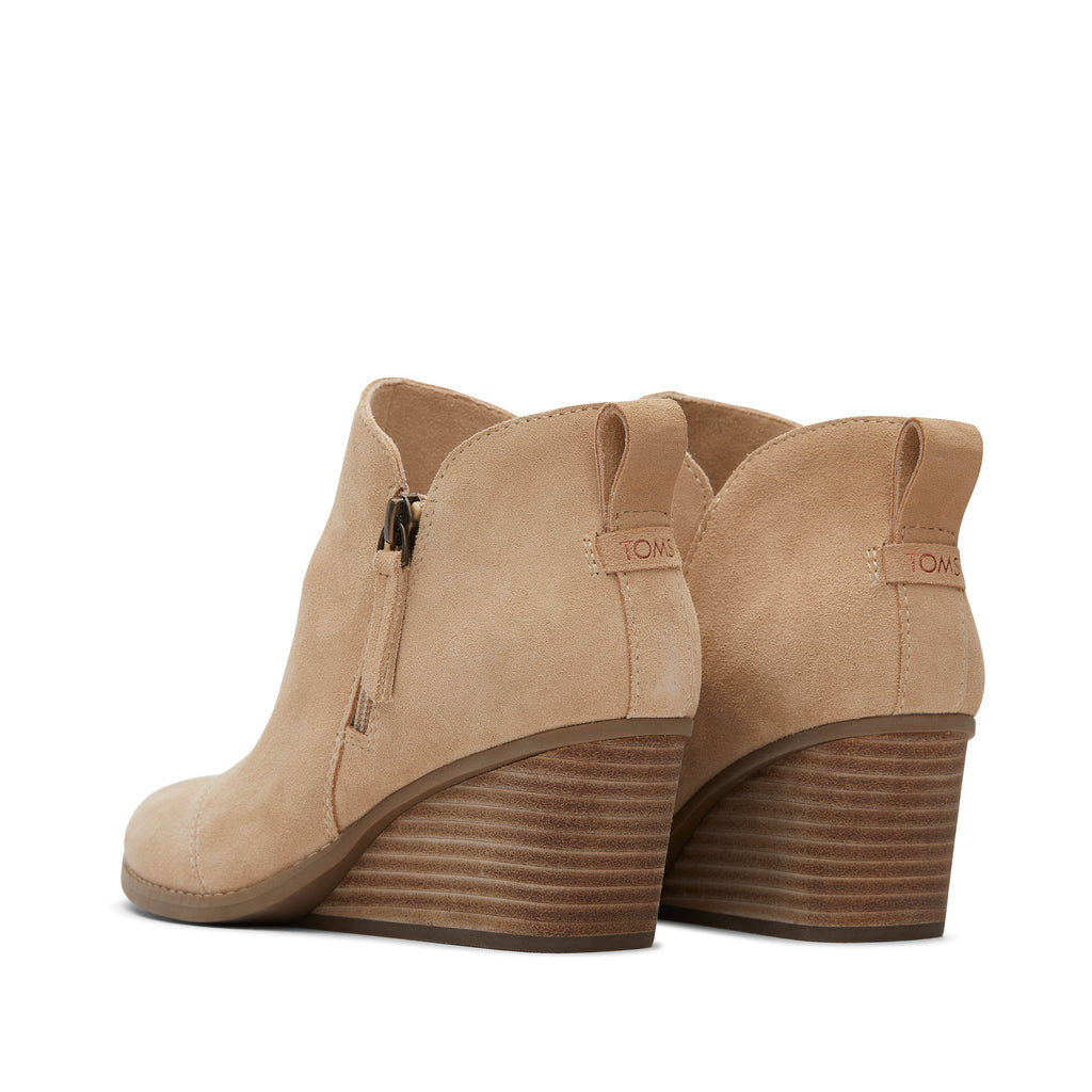 Goldie Oatmeal Suede Wedge Boot Back View