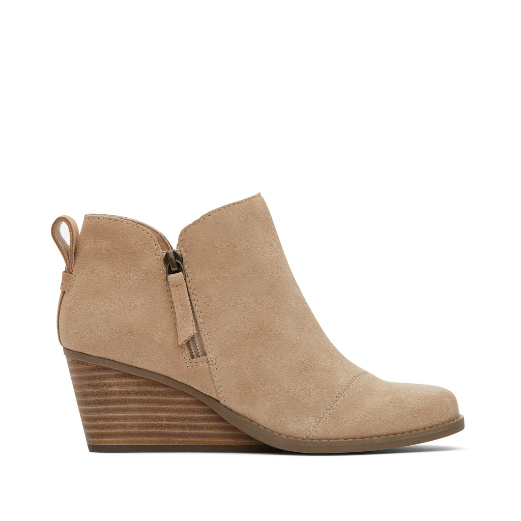 Goldie Oatmeal Suede Wedge Boot Side View