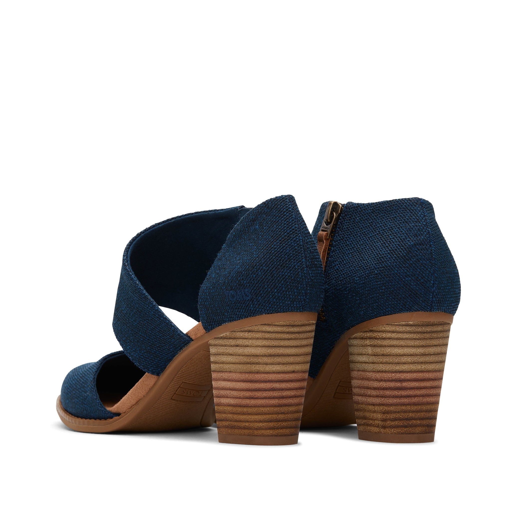 Milan Blue Closed Toe Heel Back View