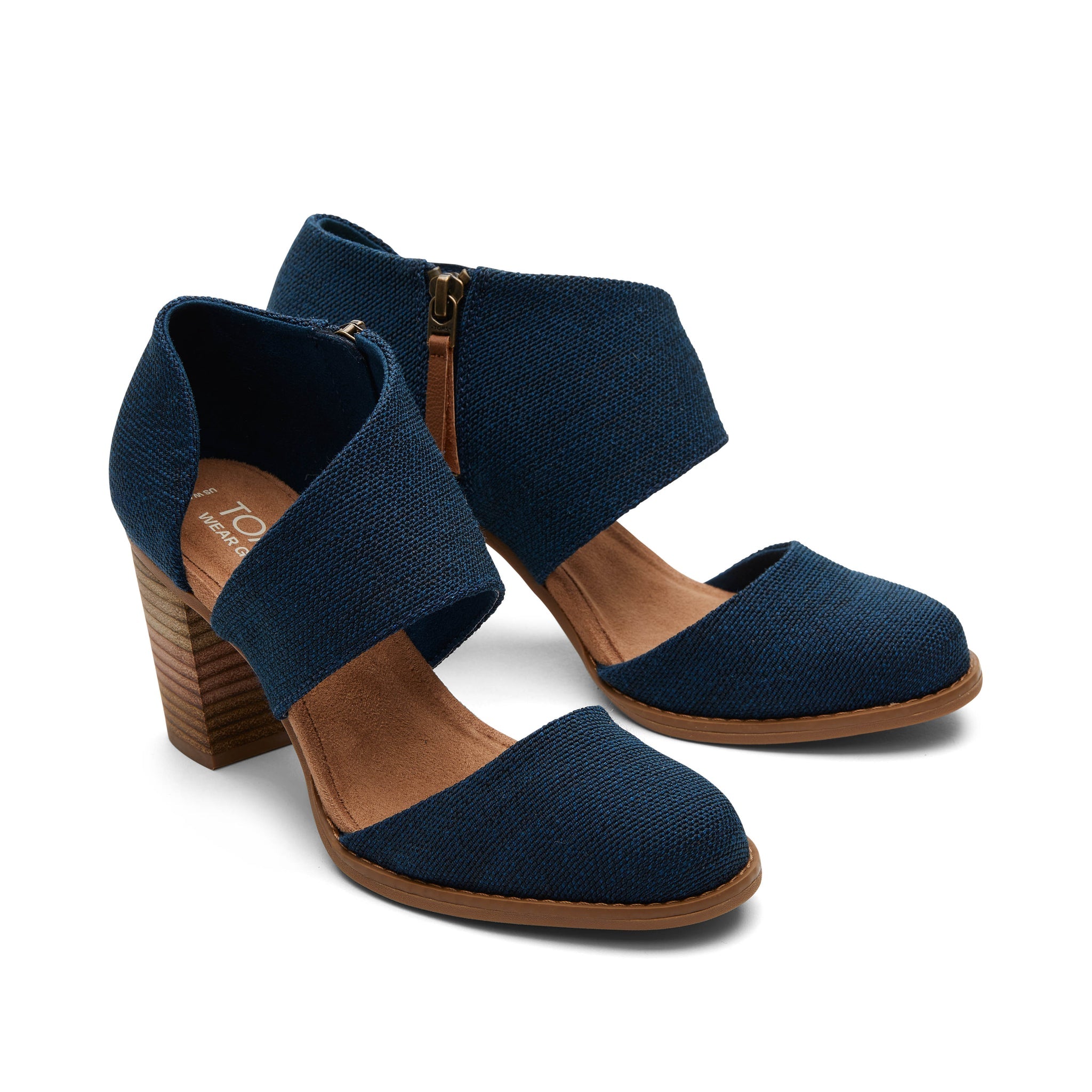 Milan Blue Closed Toe Heel Front View