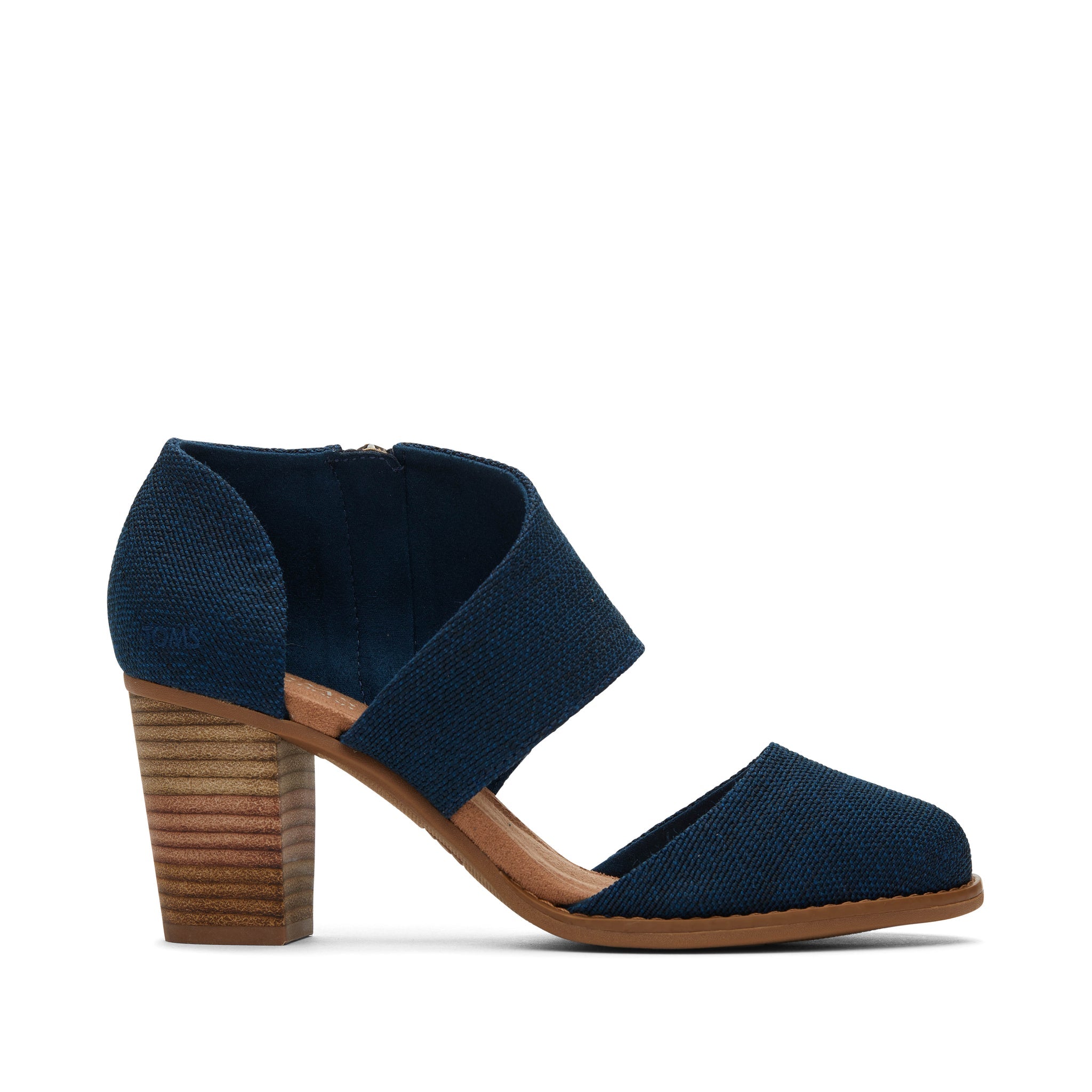 Milan Blue Closed Toe Heel Side View