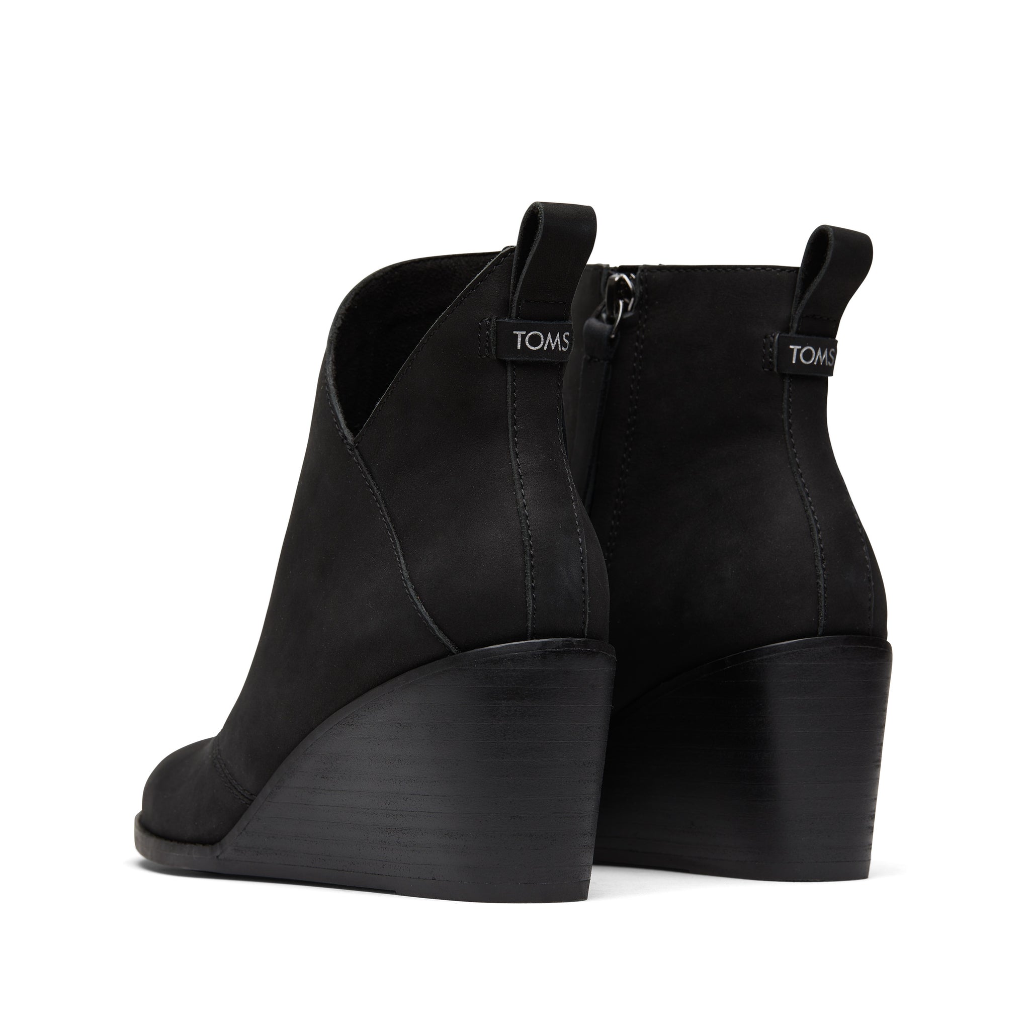 Sutton Black Leather Wedge Boot Back View