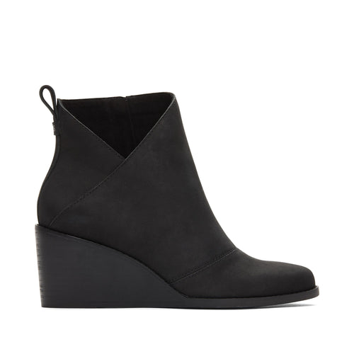 Sutton Black Leather Wedge Boot Side View