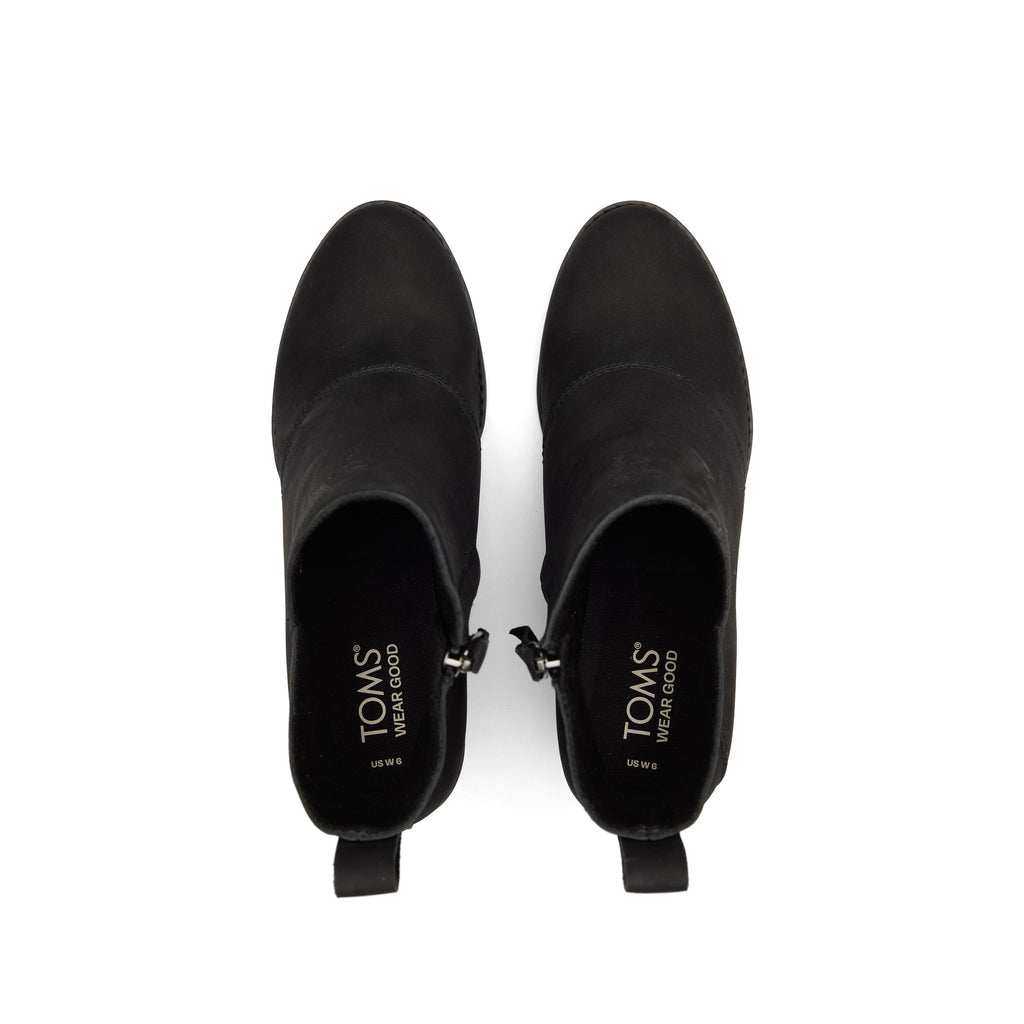 Sutton Black Leather Wedge Boot Top View