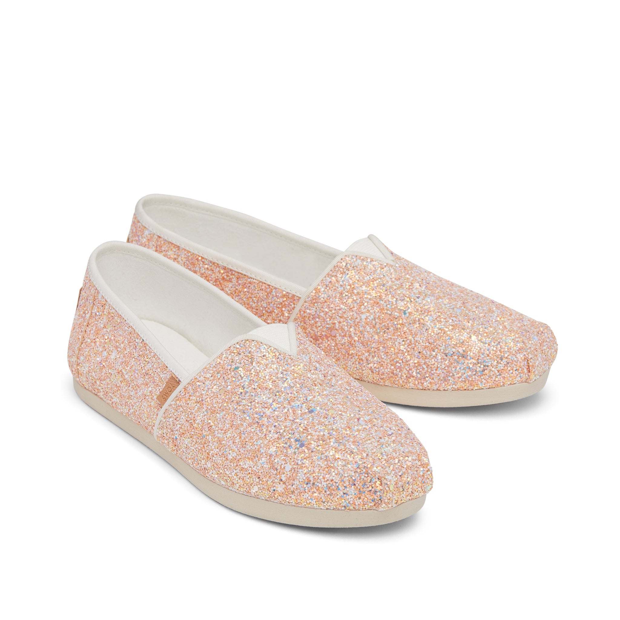 Alpargata Beige Chunky Glitter Front View