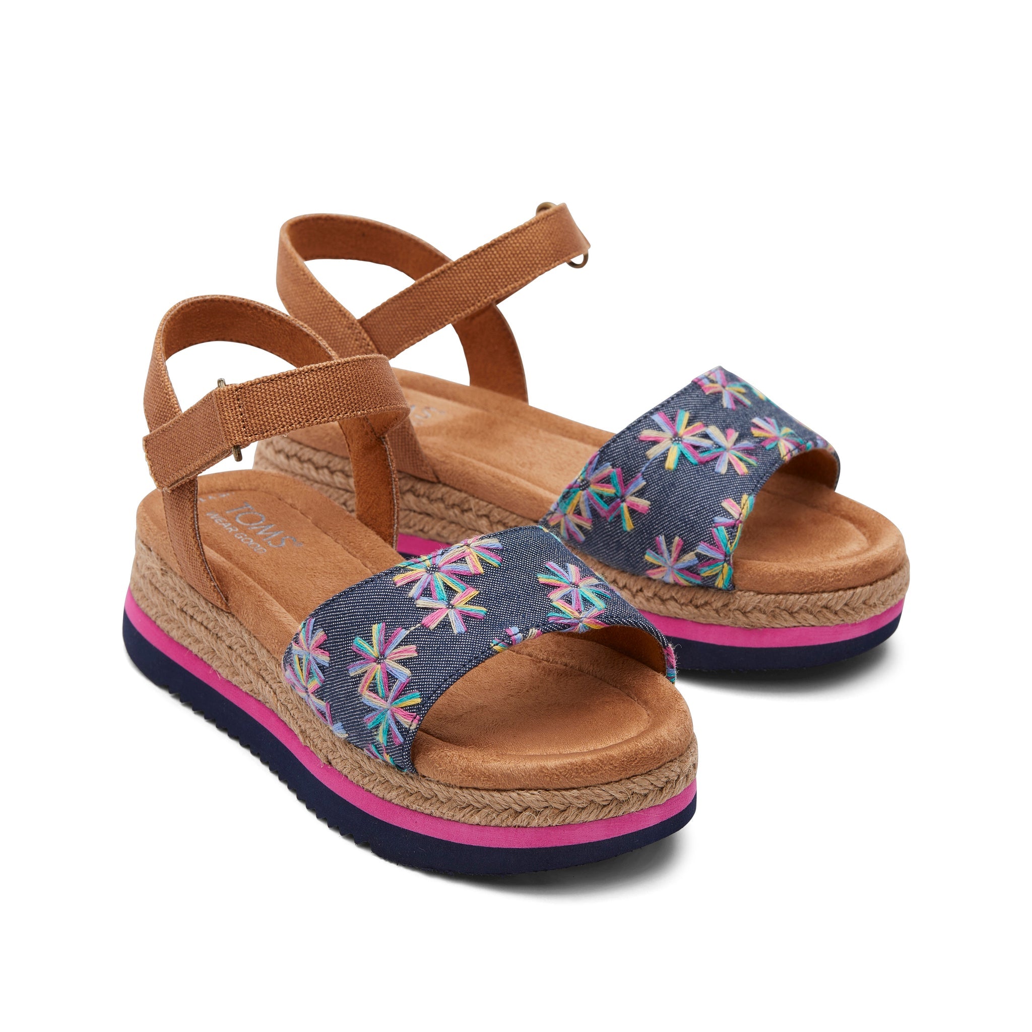 Youth Diana Floral Embroidered Kids Shoe Front View
