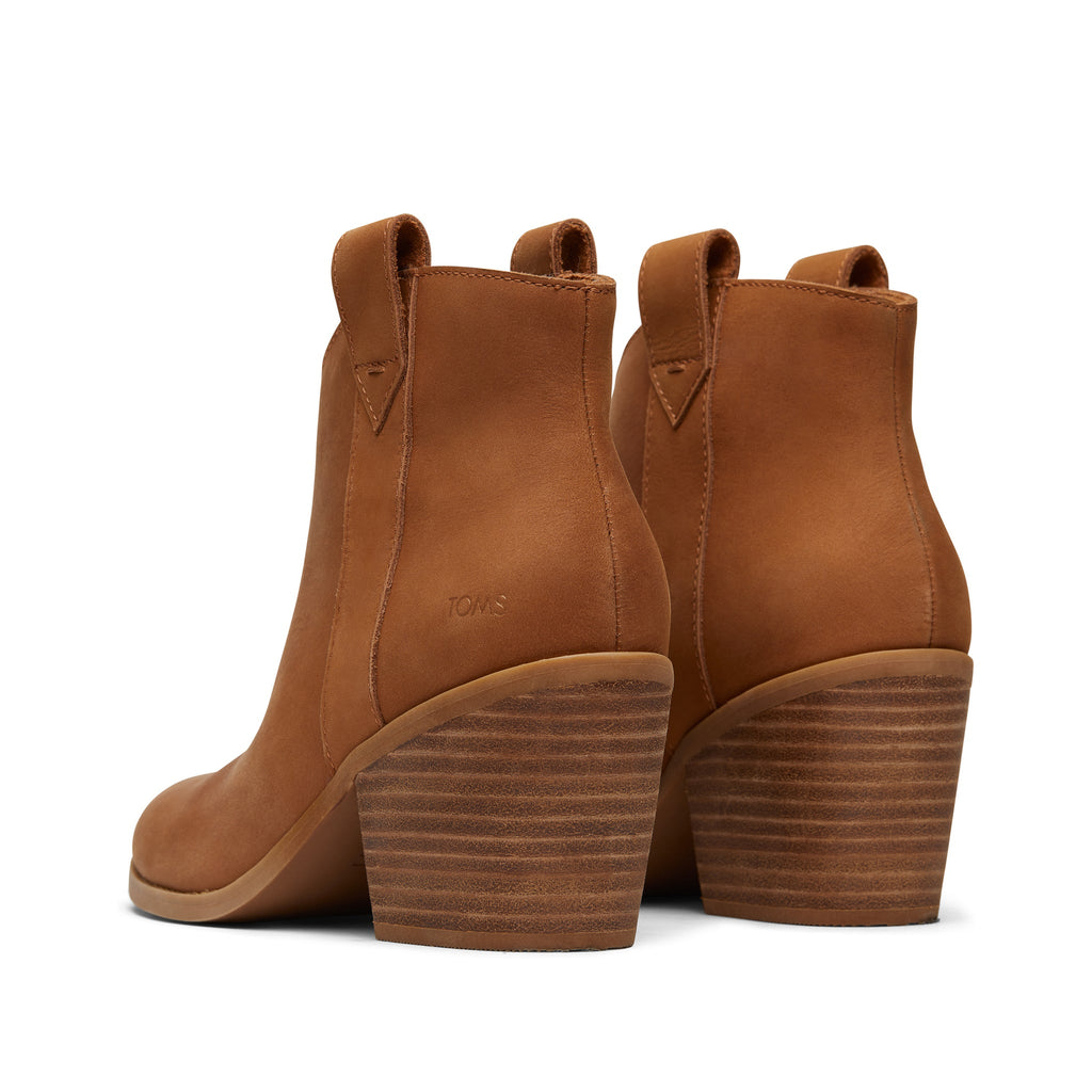 Constance Tan Leather Heeled Boot Back View