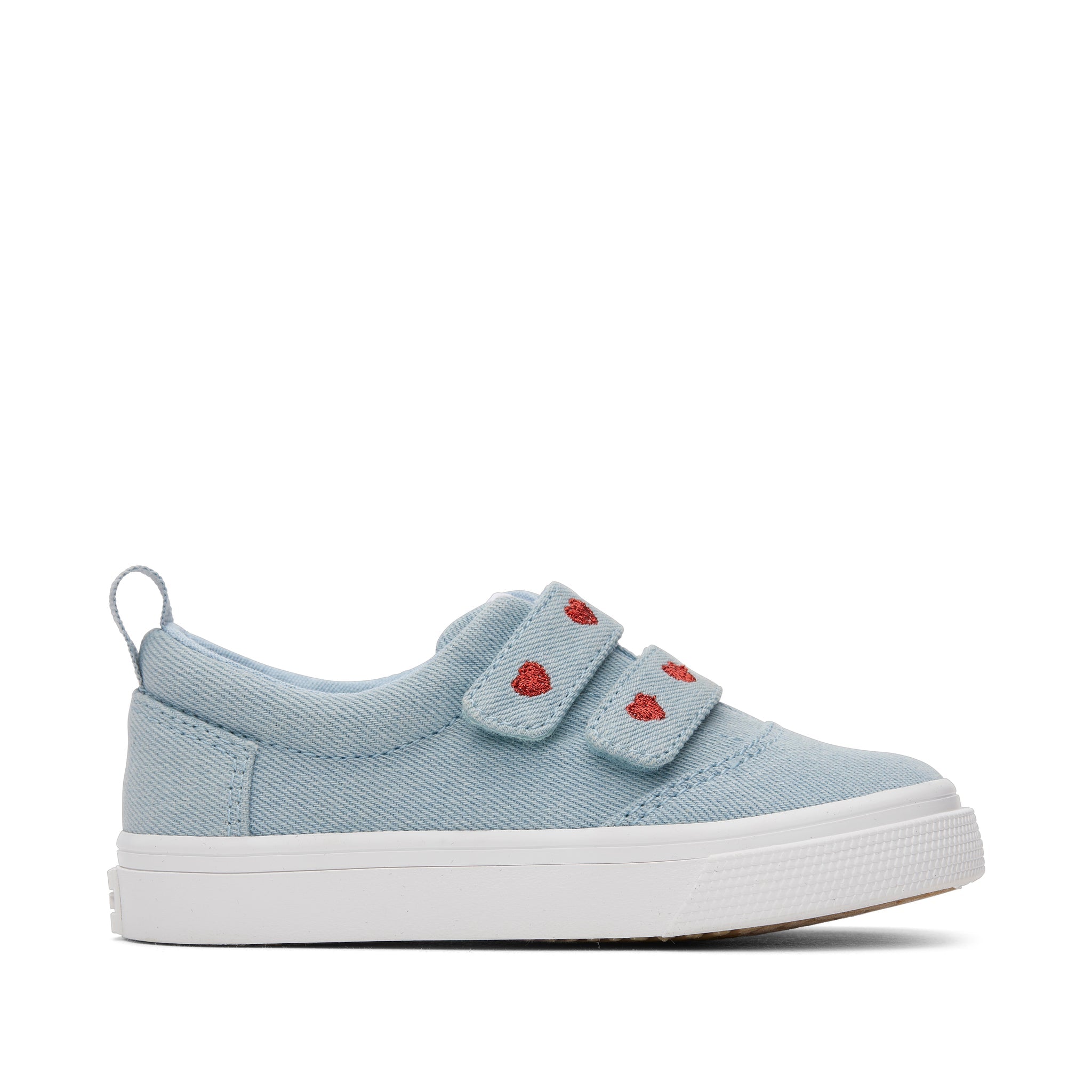 Fenix Denim Hearts Double Strap Toddler Sneaker Side View