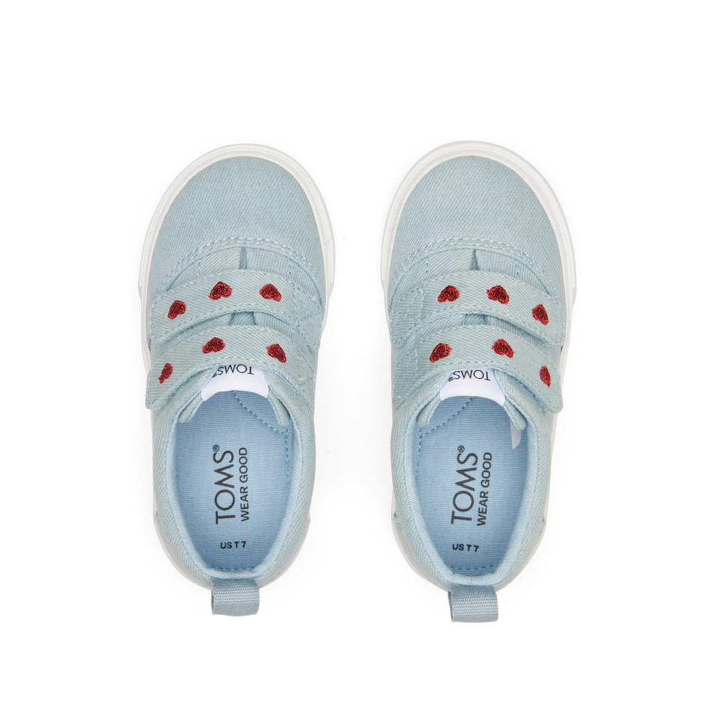 Fenix Denim Hearts Double Strap Toddler Sneaker Top View