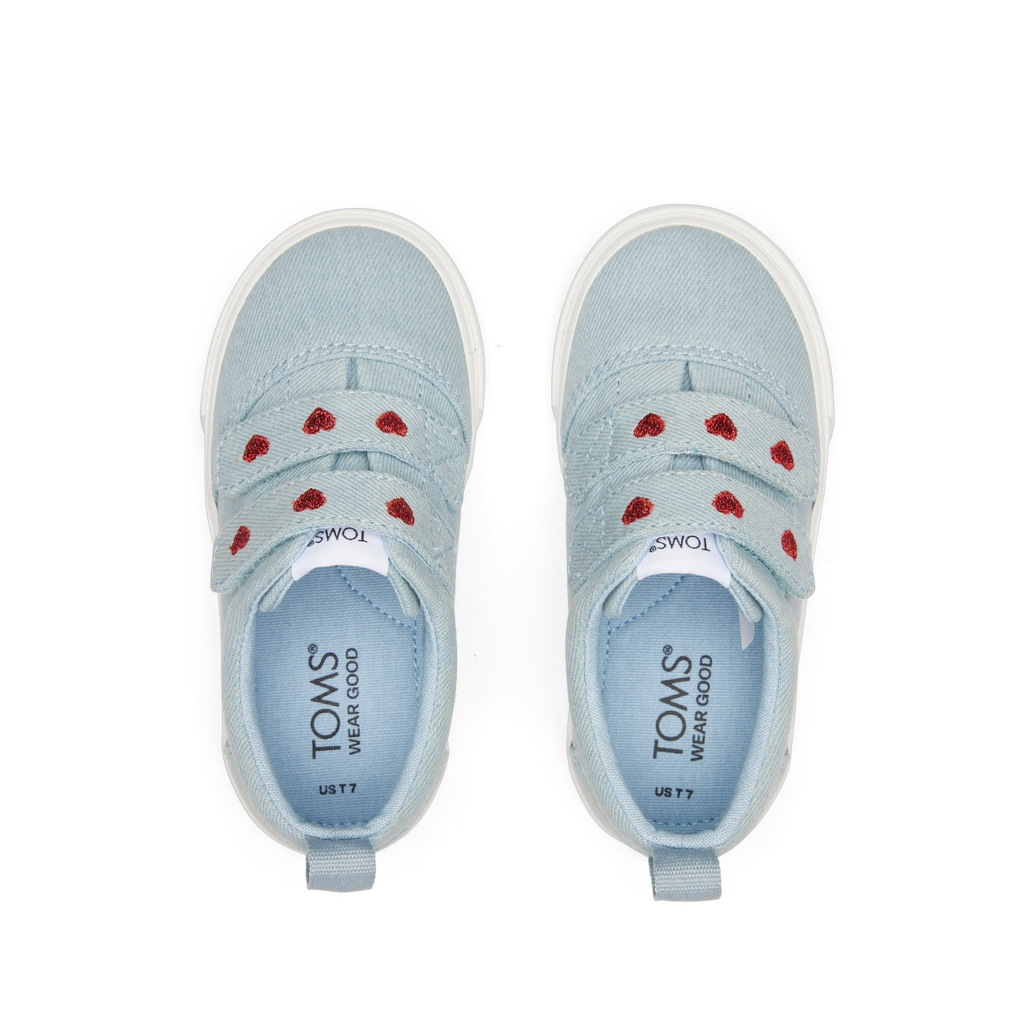 Fenix Denim Hearts Double Strap Toddler Sneaker Top View