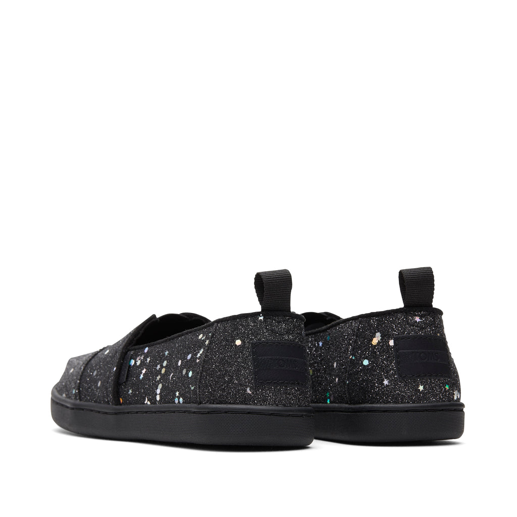 Youth Alpargata Black Cosmic Glitter Kids Shoe Back View