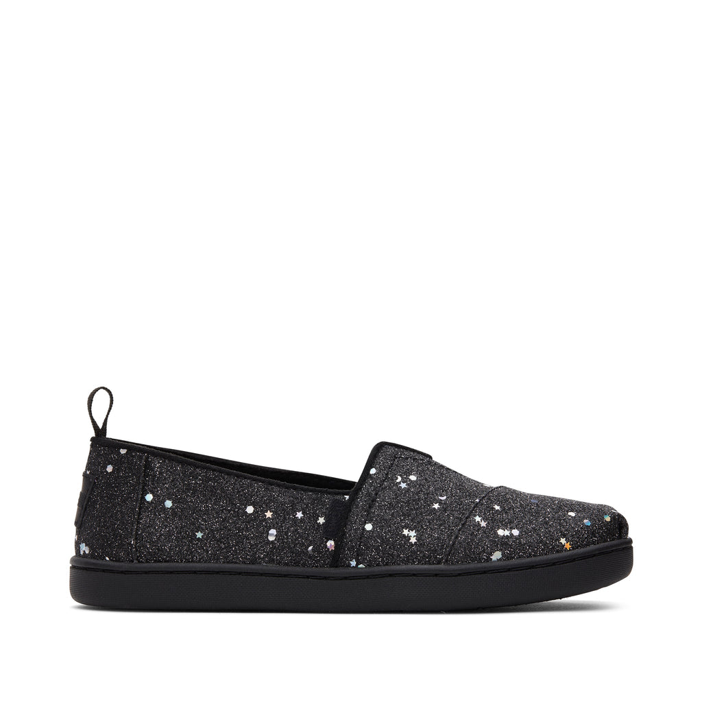 Youth Alpargata Black Cosmic Glitter Kids Shoe Side View
