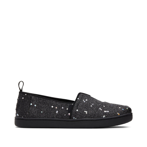 Youth Alpargata Black Cosmic Glitter Kids Shoe Side View