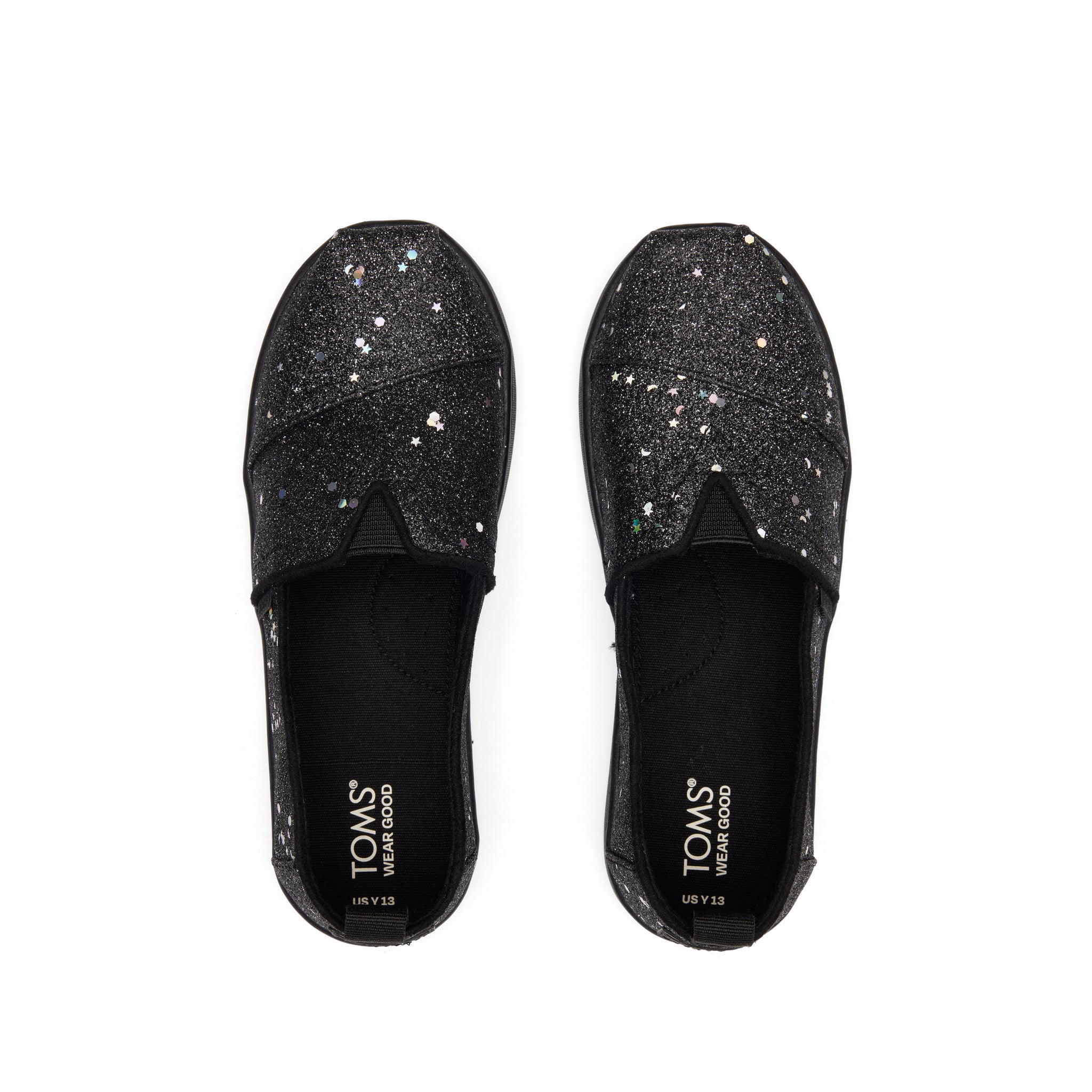 Youth Alpargata Black Cosmic Glitter Kids Shoe Top View