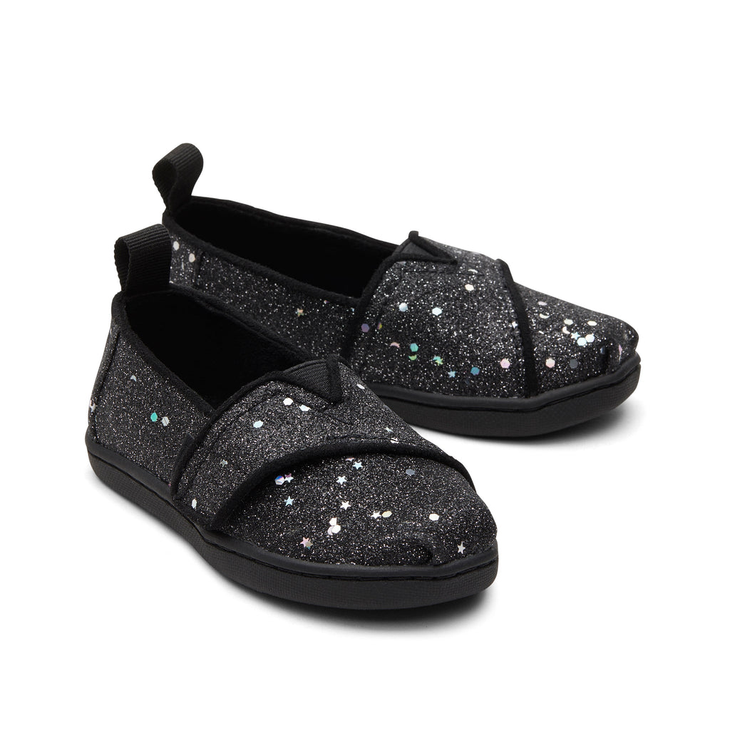 Alpargata Black Cosmic Glitter Toddler Shoe Front View
