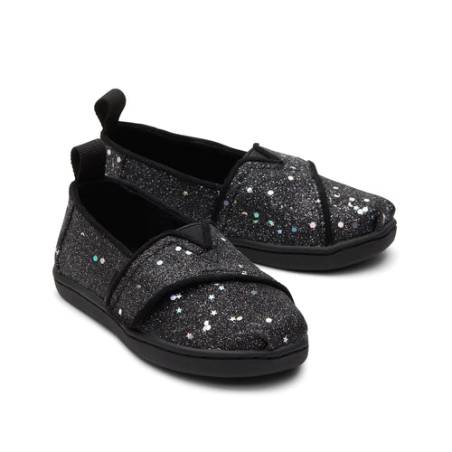 Alpargata Black Cosmic Glitter Toddler Shoe Front View