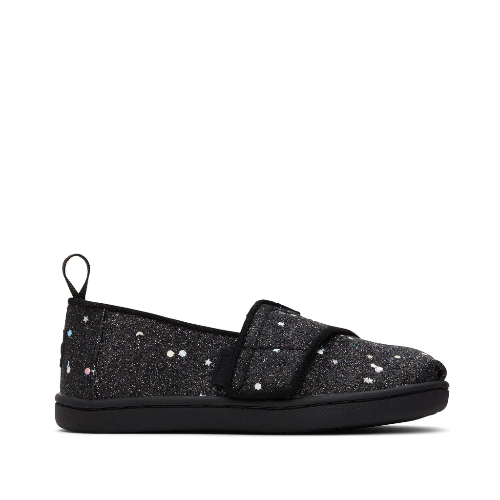 Alpargata Black Cosmic Glitter Toddler Shoe Side View