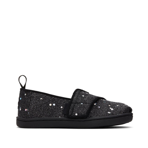 Alpargata Black Cosmic Glitter Toddler Shoe Side View