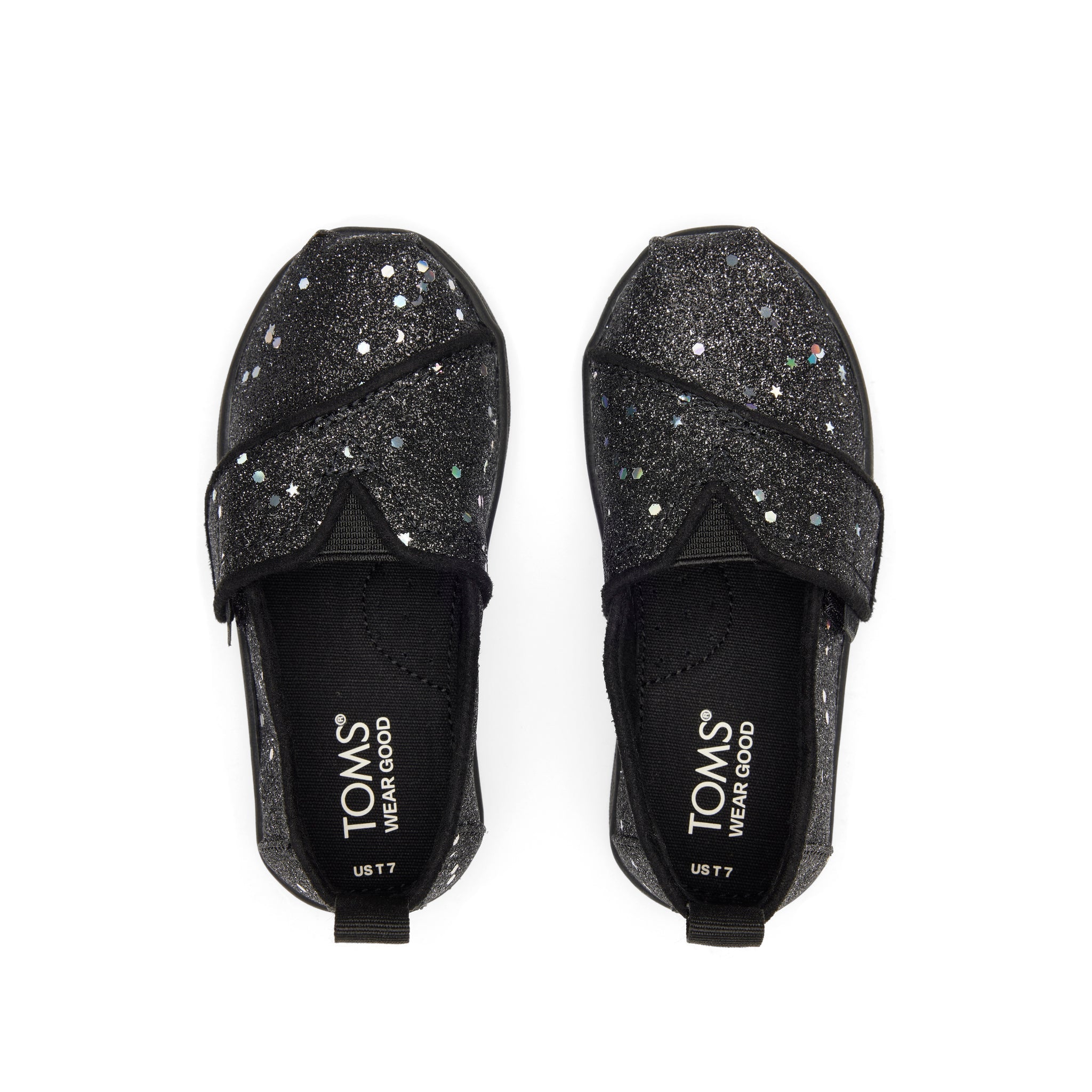 Alpargata Black Cosmic Glitter Toddler Shoe Top View