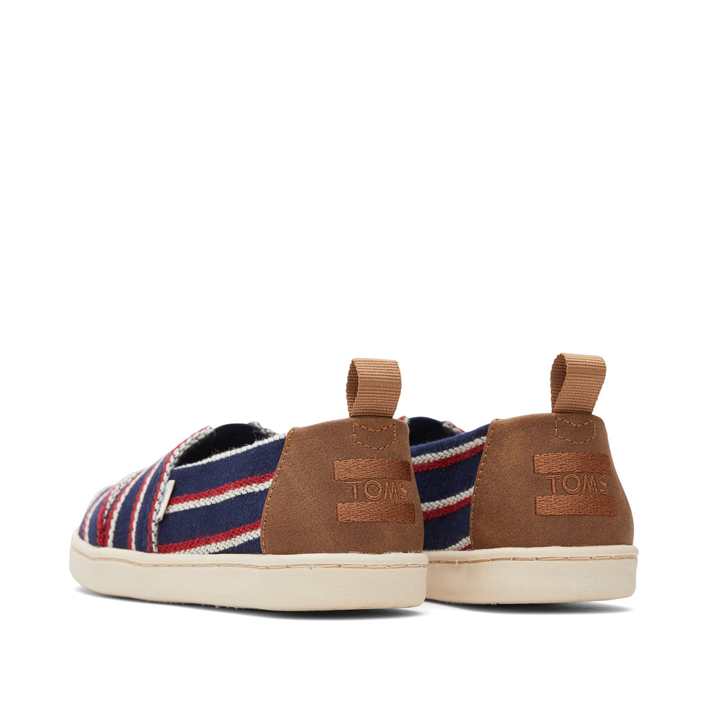 Youth Alpargata Navy Woven Stripes Kids Shoe Back View