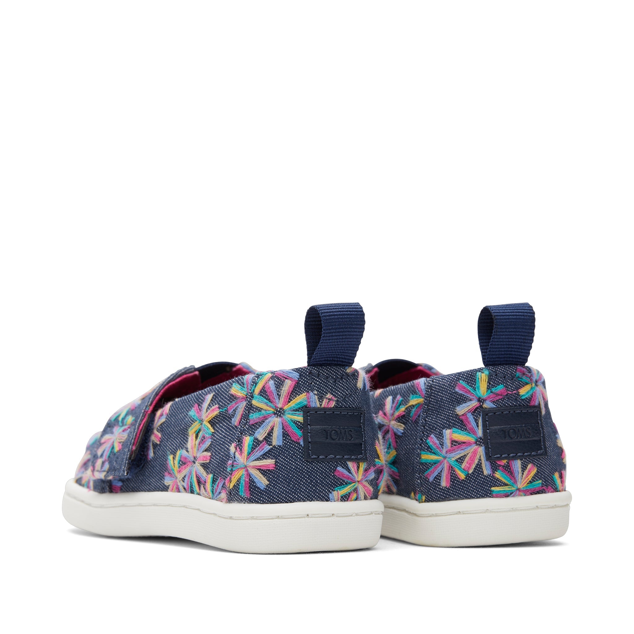 Alpargata Navy Embroidered Floral Toddler Shoe Back View