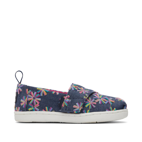 Alpargata Navy Embroidered Floral Toddler Shoe Side View