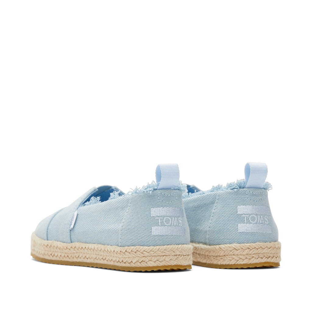 Youth Alpargata Washed Denim Kids Shoe Back View
