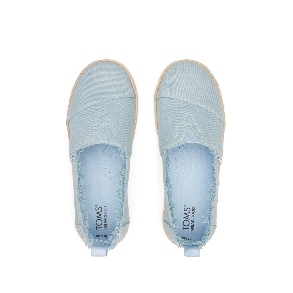 Youth Alpargata Washed Denim Kids Shoe Top View