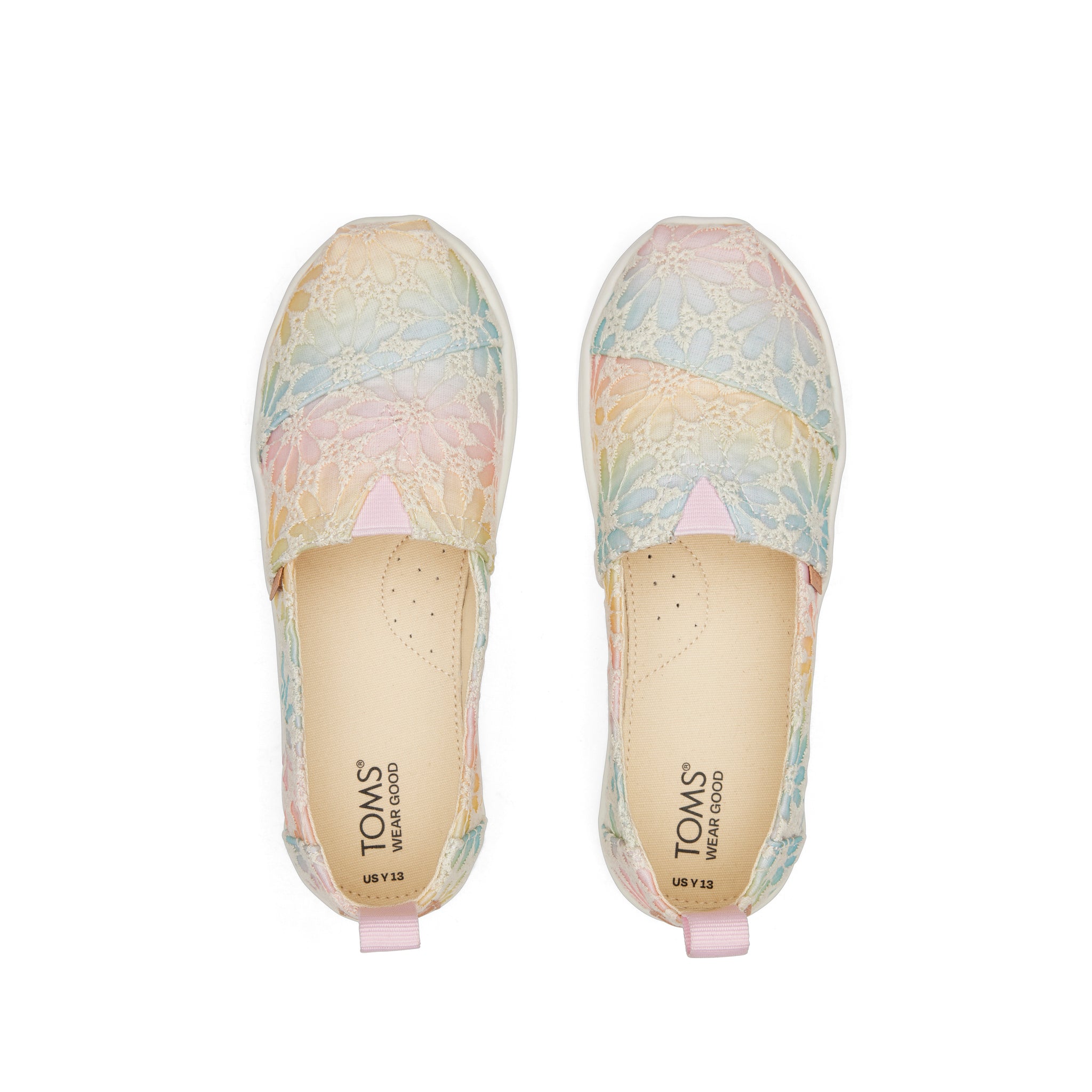Youth Alpargata Ombre Floral Lace Kids Shoe Top View
